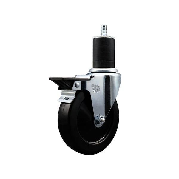 5'' Soft Rubber Swivel 1-3/4'' Expanding Stem Caster with Brake